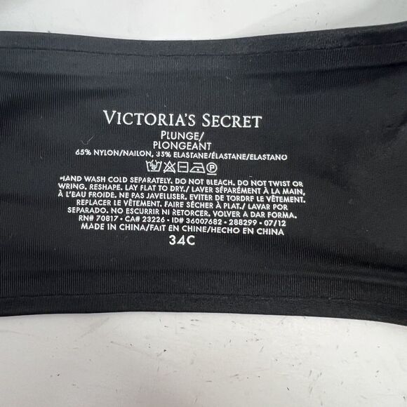 Victoria's Secret Size 34C Plunge Bra Tiny Bow Detail Underwire Adjustable Black - Picture 3 of 10